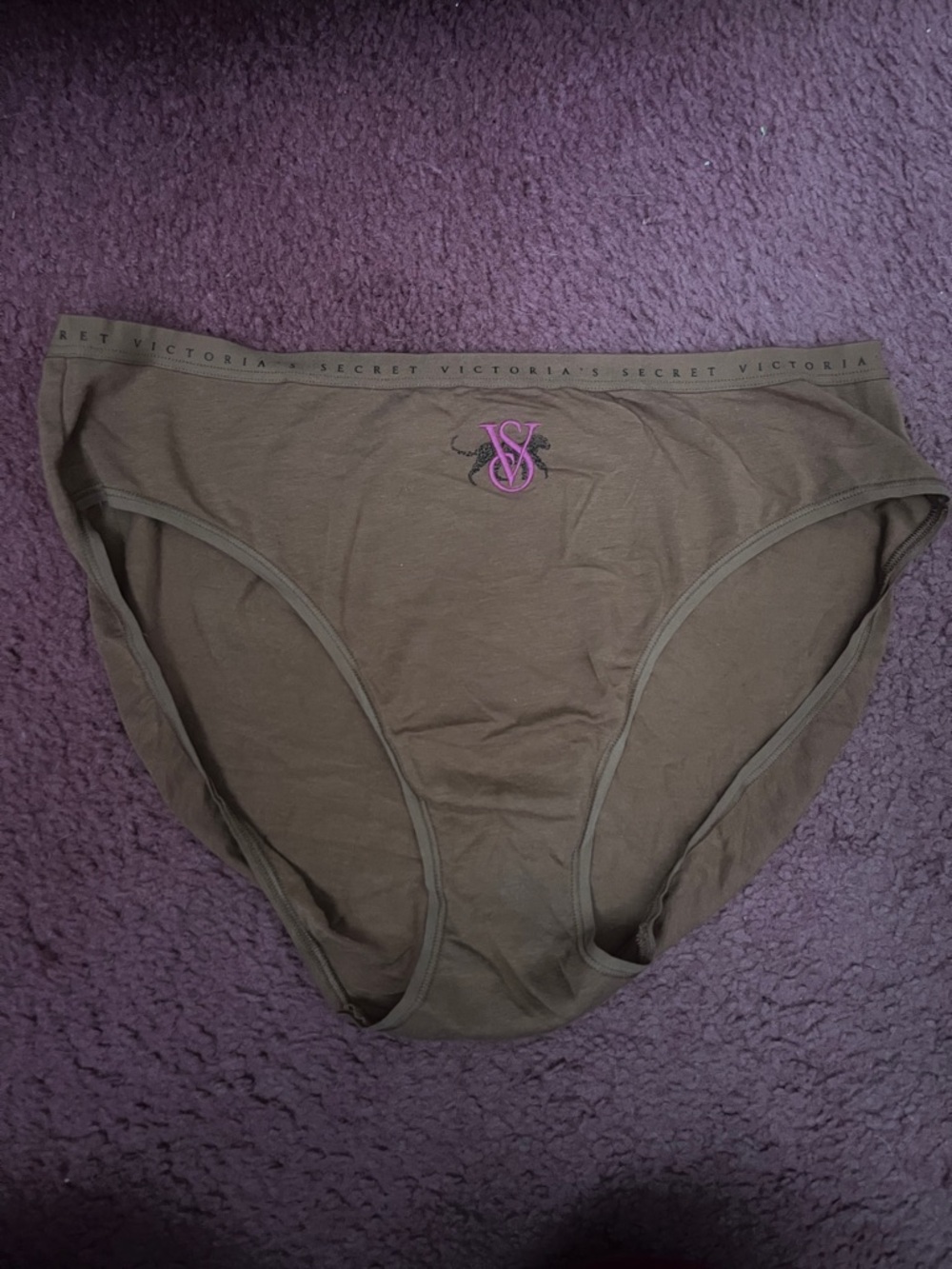 Victoria's Secret Brown Bikini Brief with Pink VS Logo